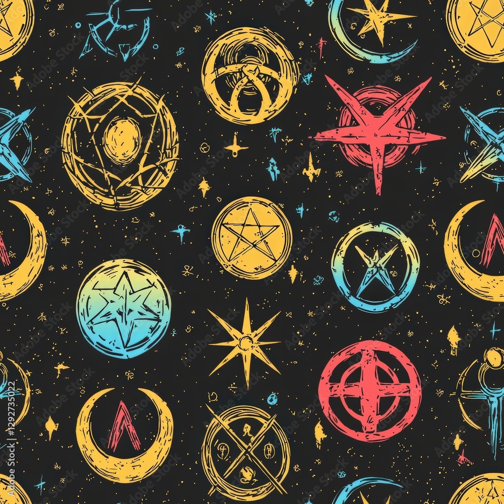Aufkleber intricate pattern featuring various symbols and icons creatively arranged in an engaging design
