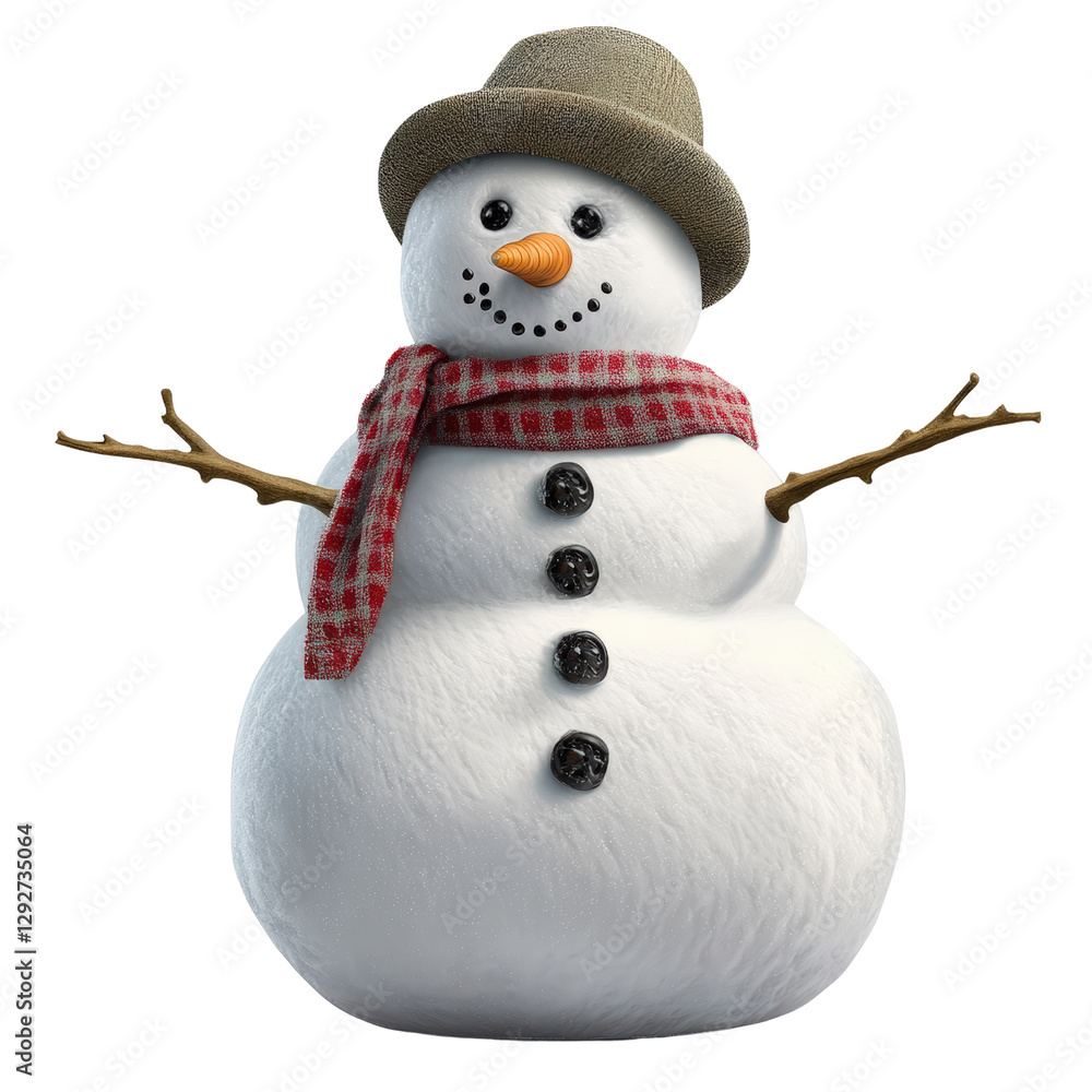 Poster charming snowman with a top hat and carrot nose surrounded by snowy landscape and playful winter atm