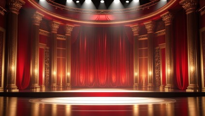 Red golden ceremony award stage venue background.