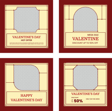 red template set special valentine's day