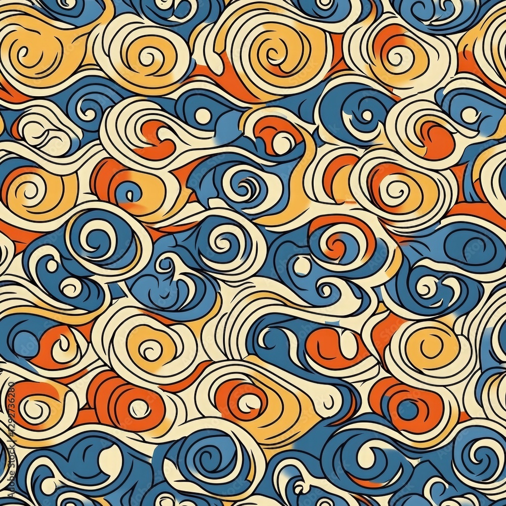 Poster artistic swirl pattern featuring fluid shapes and curves evoking motion and creative expression