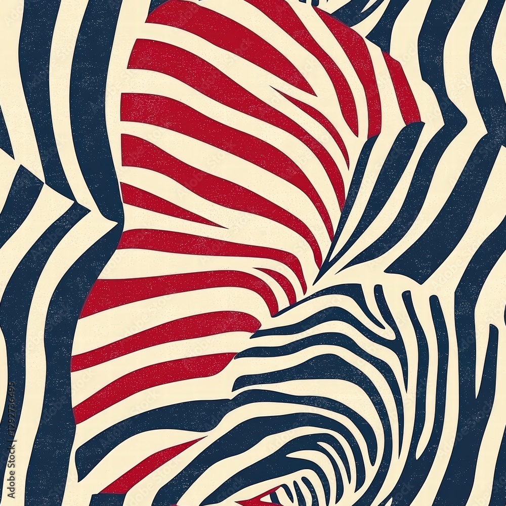 Poster bold zebra print pattern featuring a red heart adding a touch of color and playfulness to design