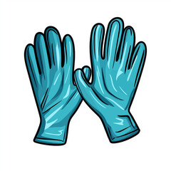 Obraz premium Shiny blue rubber gloves designed for heavy-duty cleaning, industrial work, or household chores