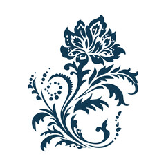 Beautiful Romantic Navy Blue Flower Floral Florist Ornament Border Decoration