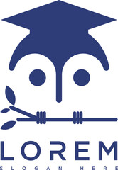 Blue owl vector icon with minimalist and modern design. Big eyes, clean lines and subtle gradients create a smart look. Suitable for logos, apps and digital designs