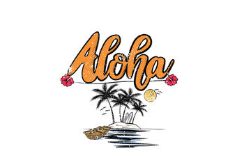 Aloha, Summer in Hawaii California Sublimation T Shirt Design
