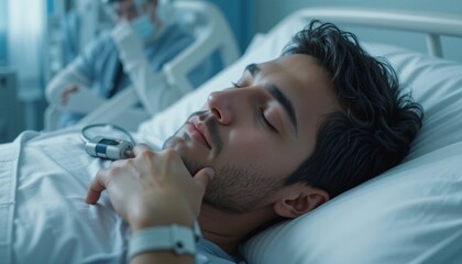 Patient recovery journey hospital room healthcare image calm environment close-up view healing concept