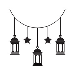 vector flat icon of hanging lantern and star ornament