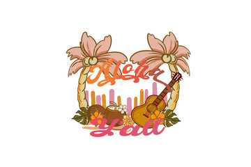 Aloha y'all, Summer in Hawaii California Sublimation T Shirt Design
