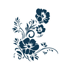 Beautiful Romantic Navy Blue Flower Floral Florist Ornament Border Decoration