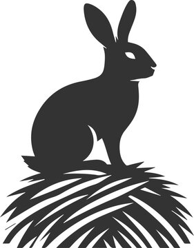 black rabbit sitting on hay clip art preview