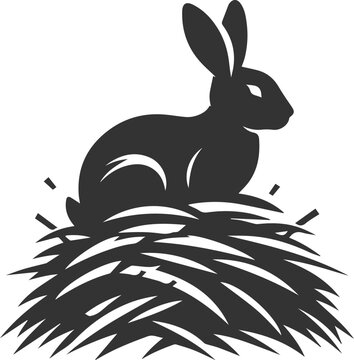 black rabbit sitting on hay clip art preview