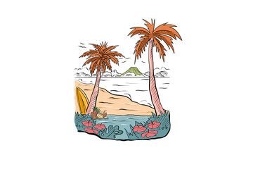 Summer in Hawaii California Sublimation T Shirt Design
