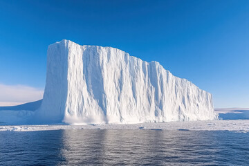 Majestic iceberg floating in the Arctic Ocean under clear blue sky