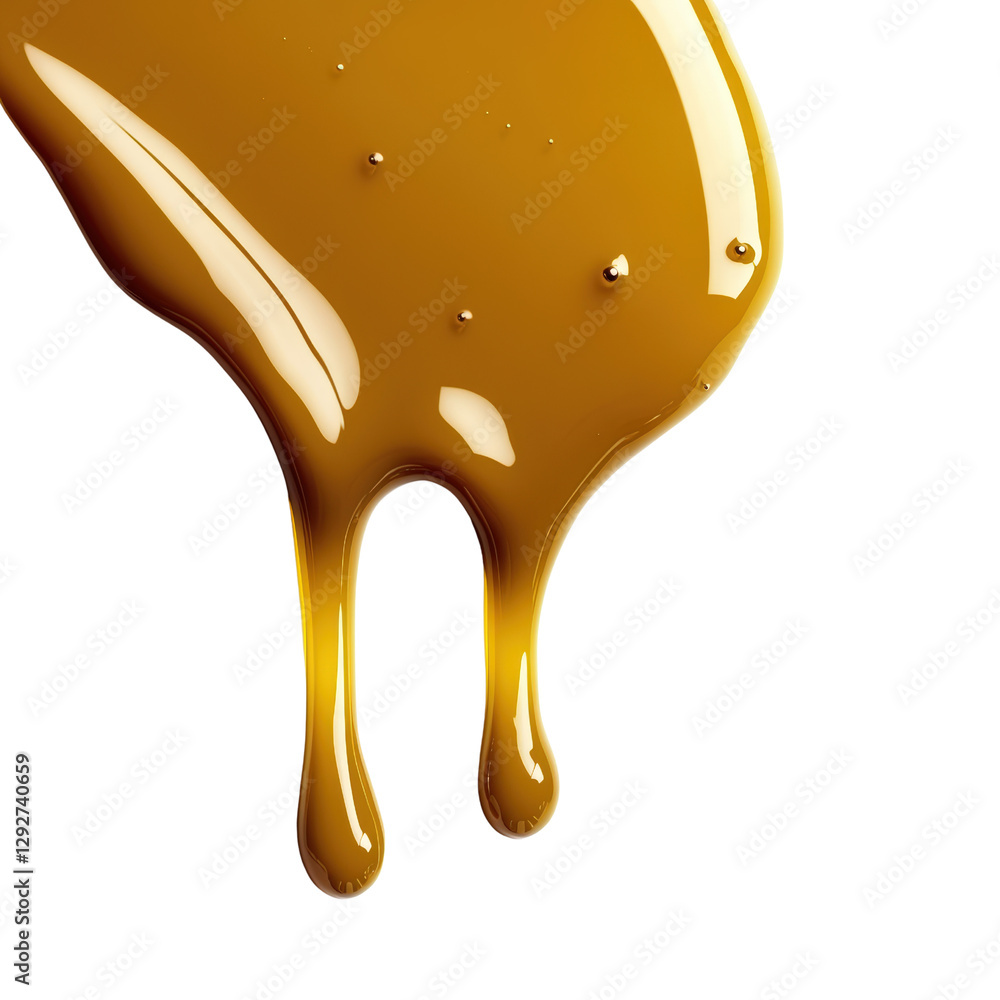 Aufkleber golden honey dripping slowly from a wooden spoon capturing the sweet essence of nature in a rustic s