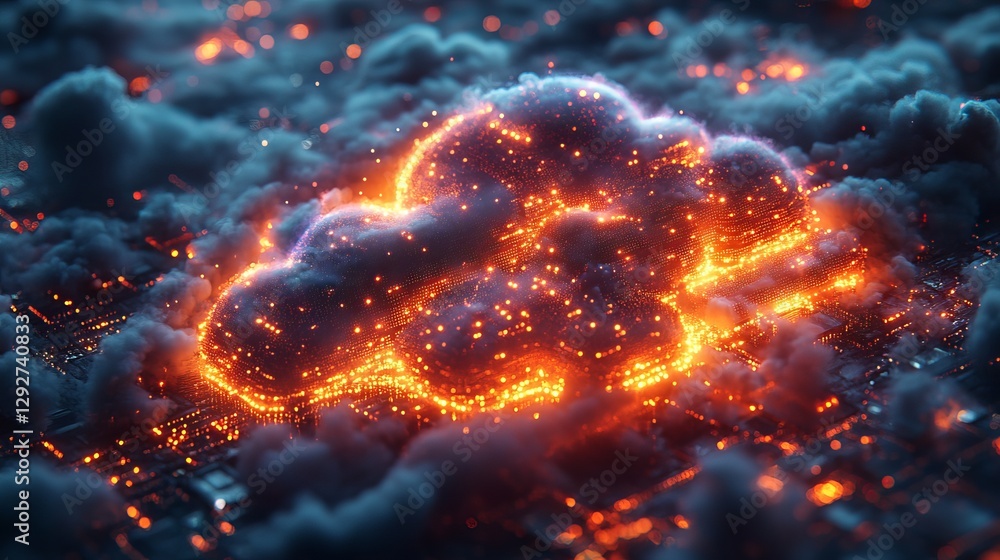 Poster futuristic cloud-based cybersecurity solutions – 3d illustration of secure corporate and institution