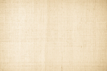 Brown sackcloth woven texture background in natural pattern. Jute hessian burlap, linen background in light beige cream color blank. Weaving canvas fiber line cotton cloth textured as organic.