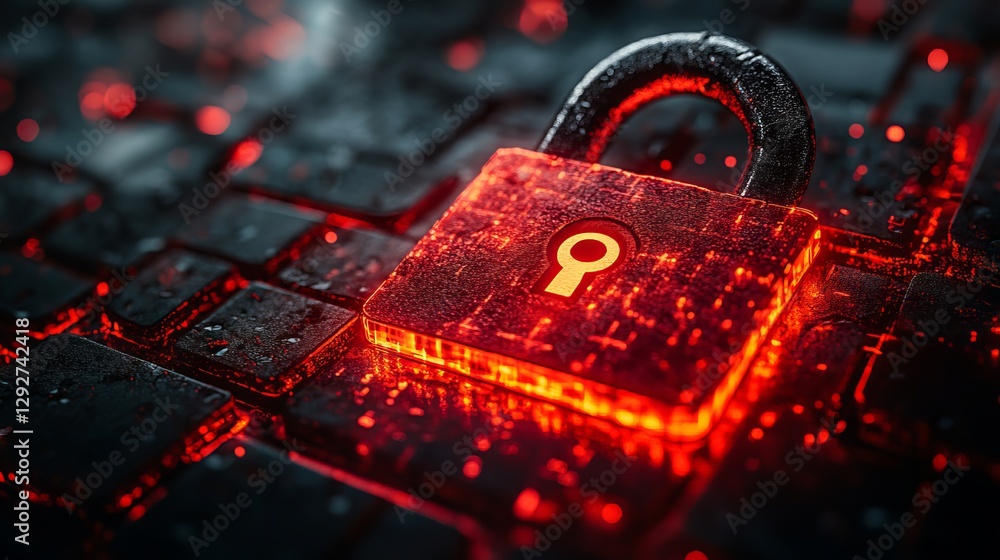 Aufkleber global digital security concept – lock icon for cyber security, digital data protection, and network