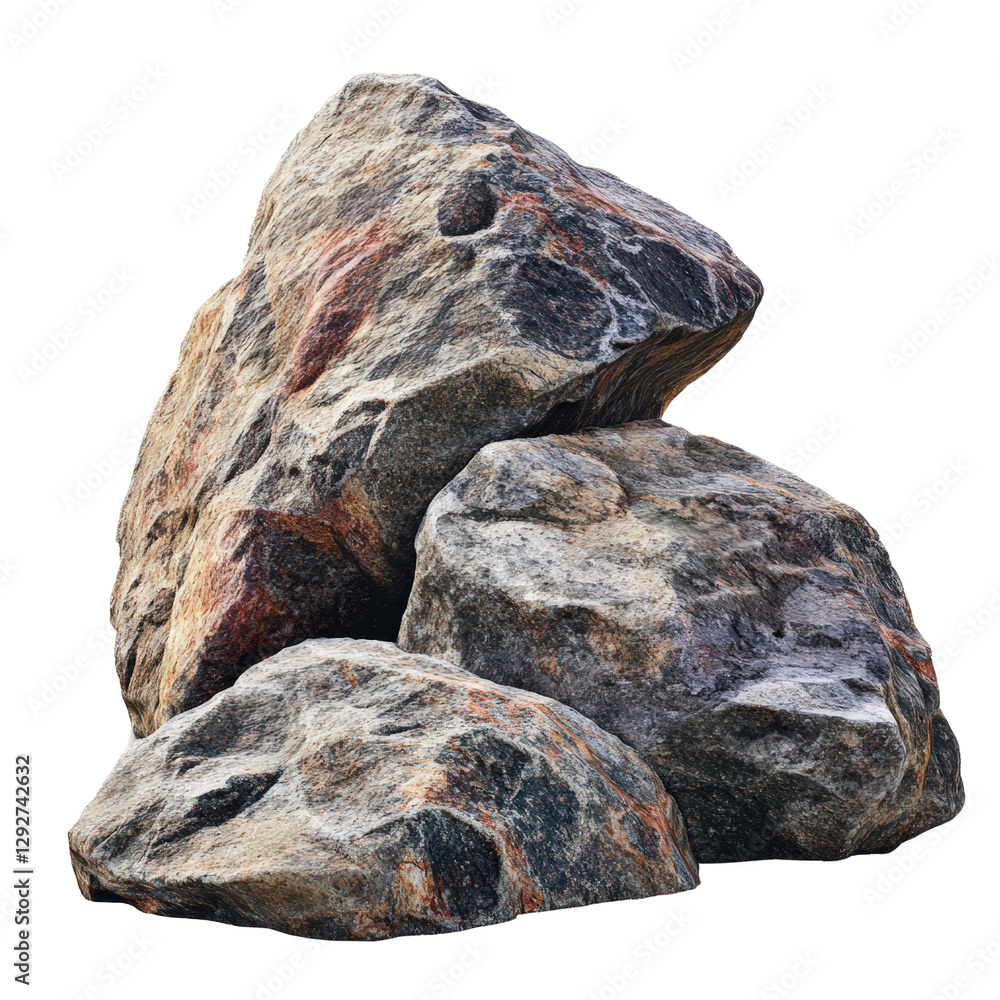 Aufkleber a unique natural rock object placed on a black background showcasing its texture and earthy tones be