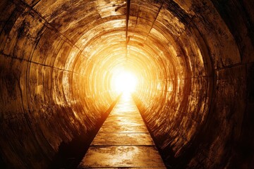 Visual representation of a concrete tunnel s interior featuring light at the end symbolizing success