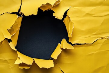 Vivid yellow ripped paper in a black circle Banner