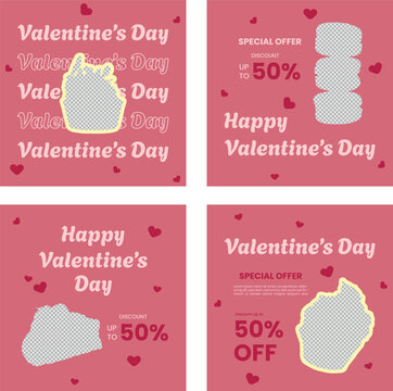 pink valentine's day template set