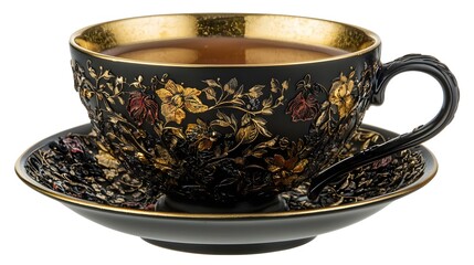 Black tea cup cutout Png file