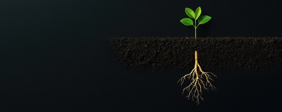 Nurturing prosperity a seedling with golden roots thrives in the stock market unfolding a tale of financial growth and resilience