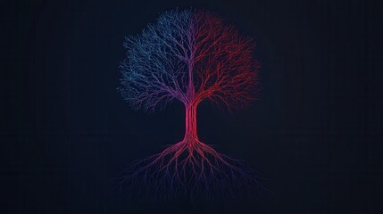 Vibrant neon financial growth tree abstract design digital space conceptual art