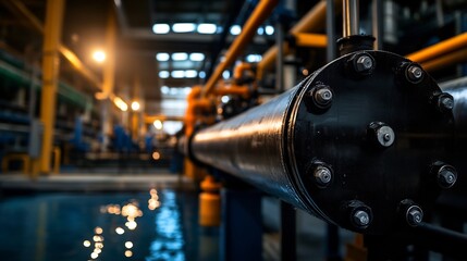 Fototapeta premium Industrial Pipework: Close-Up of a factory's intricate system