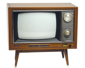 Vintage wooden television set with blank screen, showcasing retro design and classic features. Perfect for nostalgic decor or as collectible item
