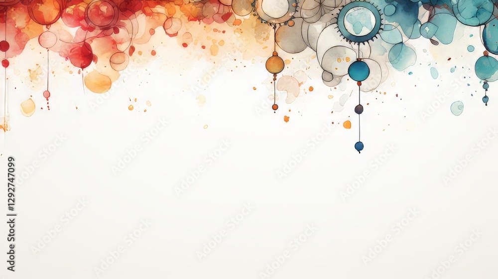 Poster vibrant watercolor abstract design with colorful circular patterns