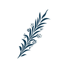 Beautiful Romantic Navy Blue Leaves Foliage Flower Floral Florist Ornament Border Decoration