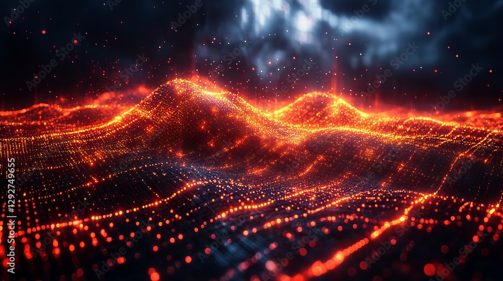 Poster futuristic global digital connected network – 3d illustration of iot, cloud computing, and cybersecu