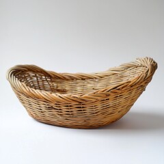 Obraz premium Vintage Oval Wicker Basket on White Background