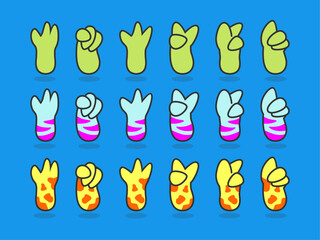 a set of hand's chameleon doodle for icon cursor