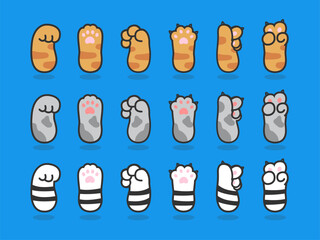 a set of cat and kitten paws doodle design for icon cursor