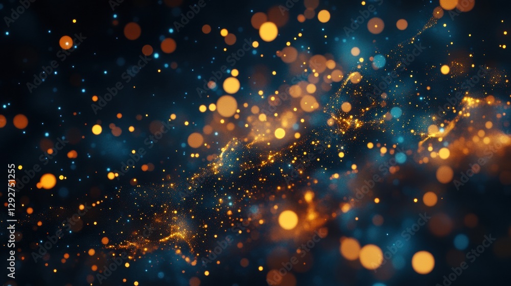 Poster colorful cosmic particles creating a vibrant atmosphere in deep space at night. generative ai
