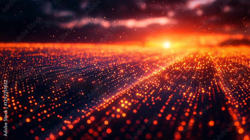 Poster futuristic global digital connected network – 3d illustration of iot, cloud computing, and cybersecu