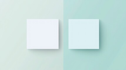 A white rectangular shape is set against two different color backgrounds, one light blue and the other mint green. The backgrounds should be simple yet elegant