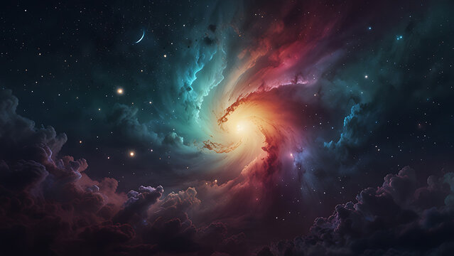 Fantasy space background with nebula and stars. 3d rendering