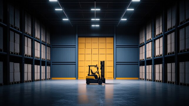 Autonomous robotic forklift moving cargo in a warehouse setting innovative transportation and logistics solution