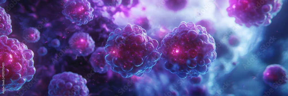Poster Abstract 3D rendering showcasing the intricate structure of botulinum toxin molecules in vibrant colors. Generative AI