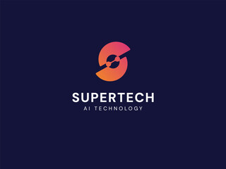 Artificial intelligence letter S supercomputer technology Analysis logo vector design concept. Letter S logotype symbol for Supercomputer, AI technology, verify, audit, follow, controller, big data.