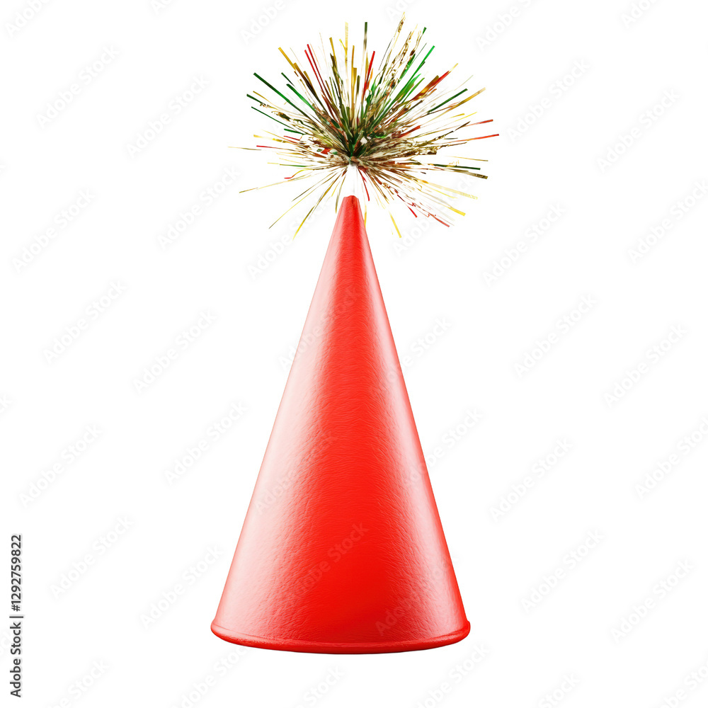 Poster a bright red party hat surrounded by an exciting array of colorful fireworks bursting in the night s