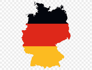 Germany map with Germany flag inside, officially isolated on transparent PNG background. Perfect for designs, high-quality image.