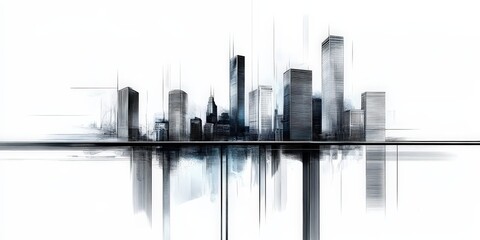 Abstract sketch drawing showcasing a live wire frame of high skyscrapers.
