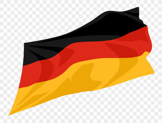 Waving Germany flag isolated on transparent PNG background. Perfect for designs, presentations, or digital projects, showcasing the iconic black, red, and gold tricolor symbolizing unity and freedom
