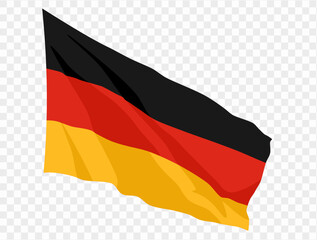 Waving Germany flag isolated on transparent PNG background. Perfect for designs, presentations, or digital projects, showcasing the iconic black, red, and gold tricolor symbolizing unity and freedom