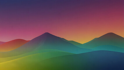 Landscape with mountains at sunset. Colorful background. Vector illustration.